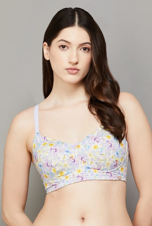 ENAMOR Floral Print Padded Non-Wired T-shirt Bra