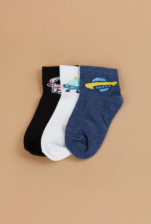 FAME FOREVER Boys Assorted Ankle Length Socks - Pack of 3