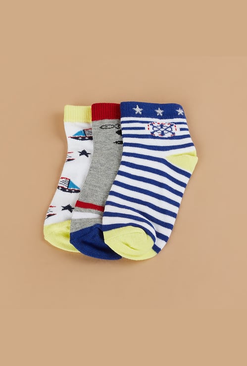 FAME FOREVER Boys Assorted Ankle Length Socks - Pack of 3