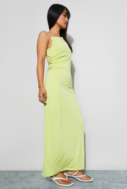 GINGER Solid One-Shoulder Maxi Dress