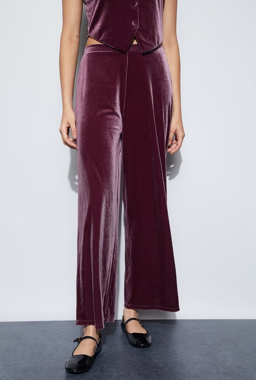 GINGER Solid Wide Leg Trousers