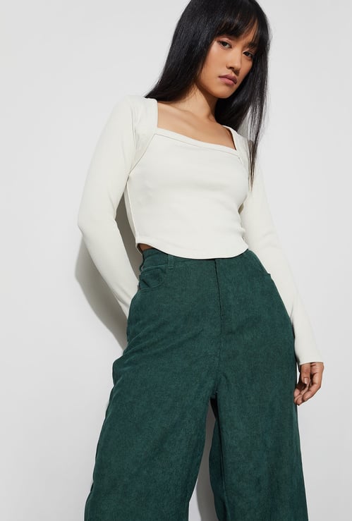 GINGER Ribbed Square Neck Top