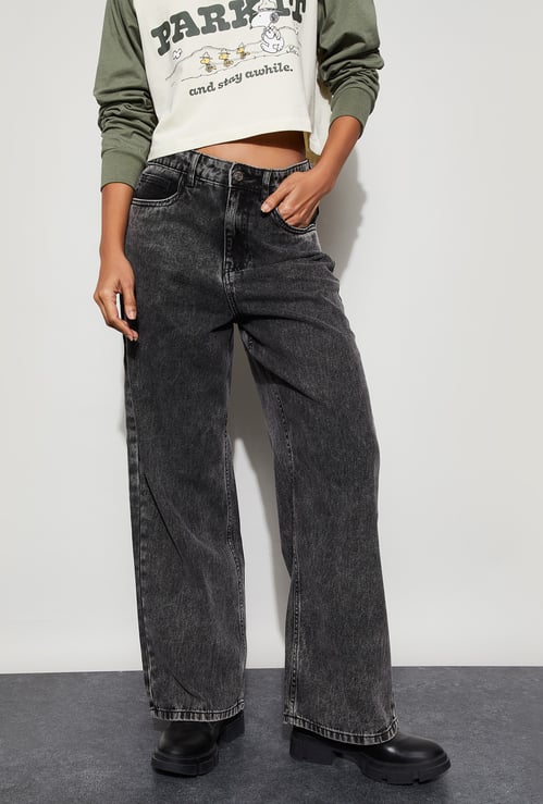GINGER Washed Mid-Rise Jeans