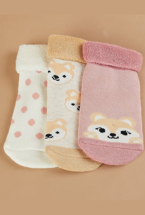 FAME FOREVER Girls Patterned Ankle-length Socks - Pack of 3