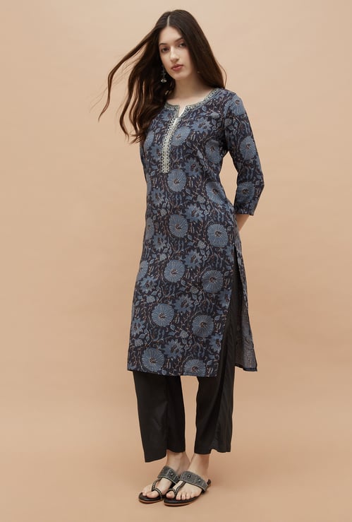 MELANGE Floral Print Straight Kurta