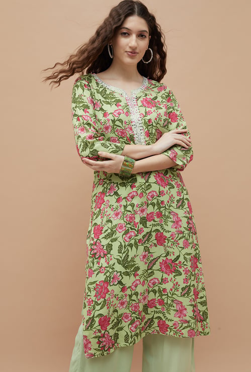 MELANGE Floral Print Straight Kurta