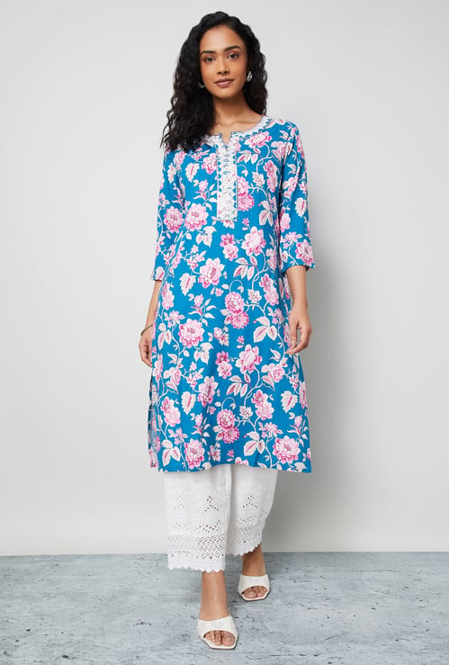 MELANGE Floral Print Straight Kurta