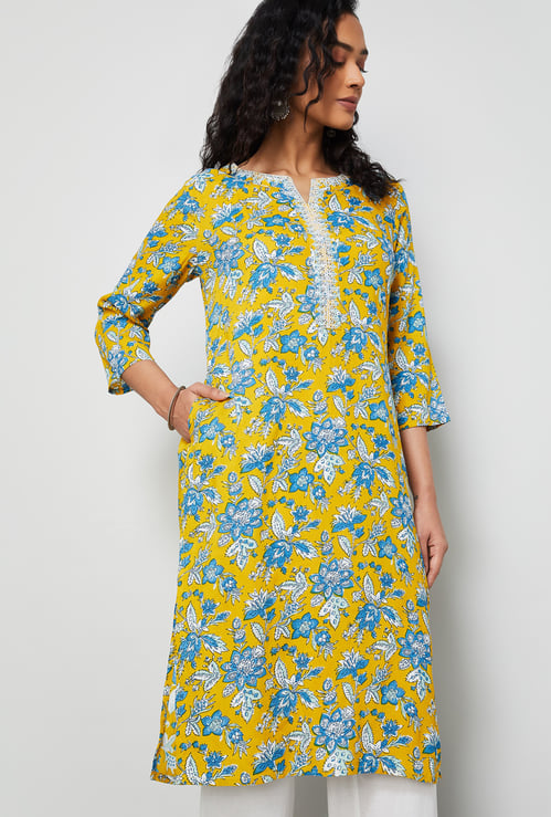 MELANGE Floral Print Straight Kurta