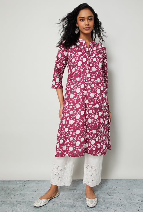 MELANGE Floral Print Straight Kurta
