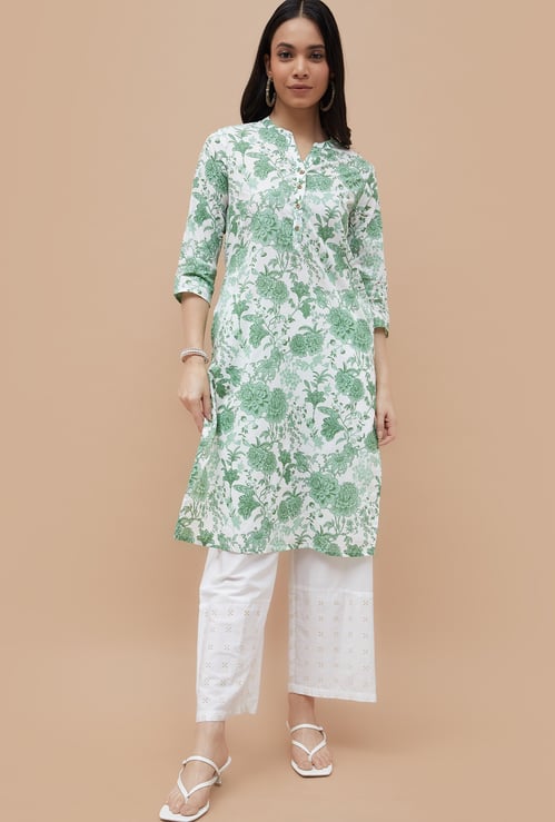 MELANGE Floral Print Straight Kurta