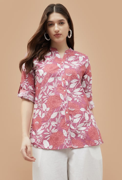 MELANGE Floral Printed Straight Kurti