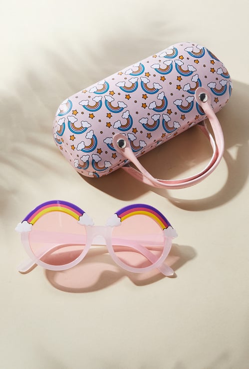 FAME FOREVER Rainbow Print Bag with Sunglasses