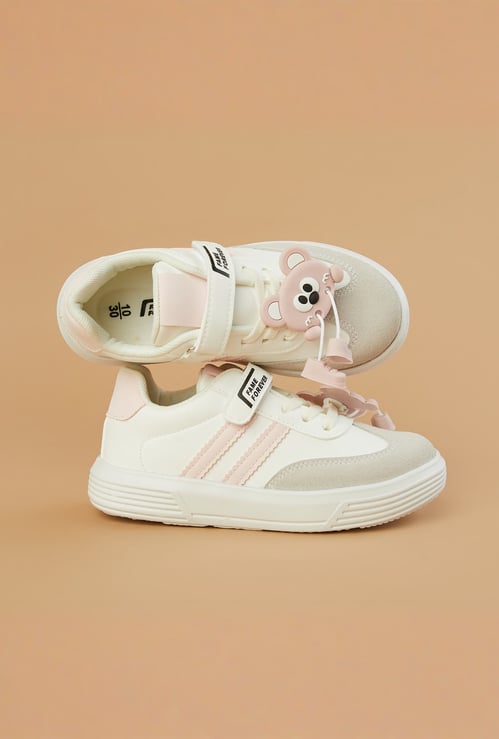 FAME FOREVER Girls Velcro Shoes with Charm Accents