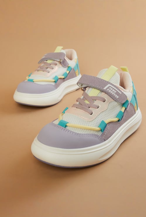 FAME FOREVER Girls Velcro Shoes with Contrast Overlays