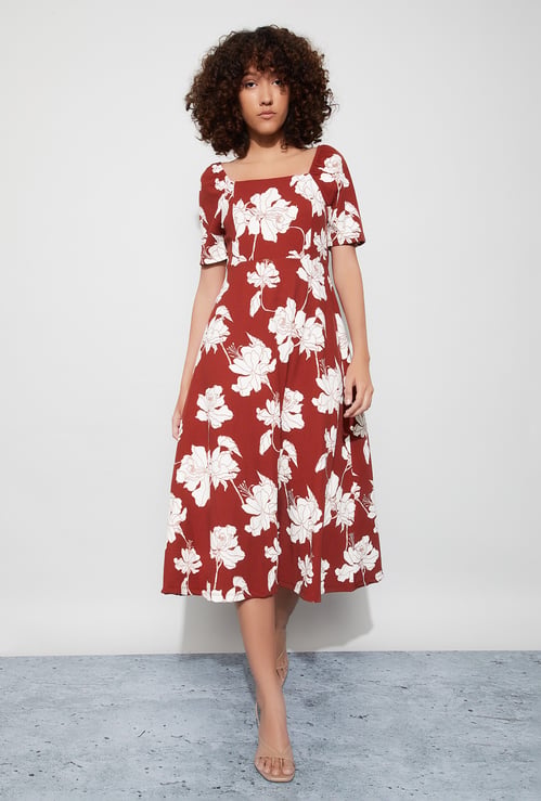 CODE Floral Print Midi Dress