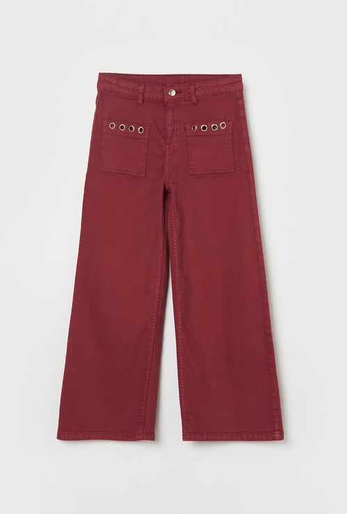 FAME FOREVER Girls Solid Wide Leg Jeans