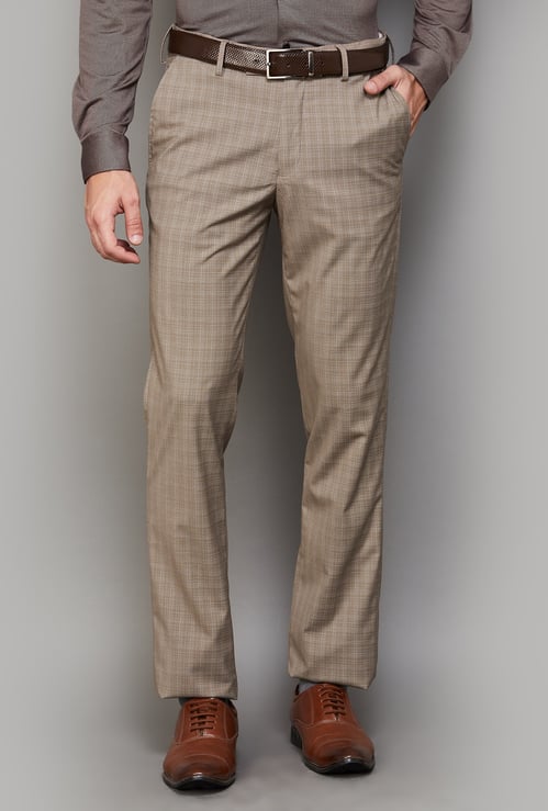 LOUIS PHILIPPE Checked Slim Fit Formal Trousers