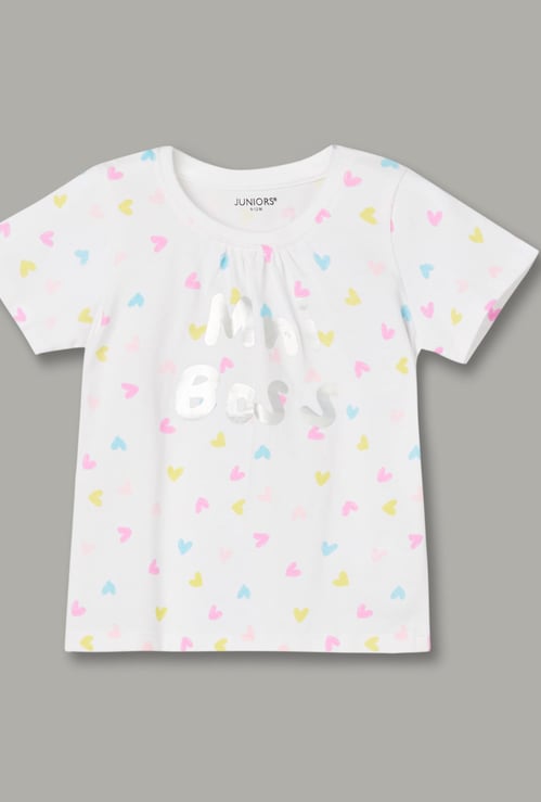 JUNIORS Girls Heart Print T-shirt