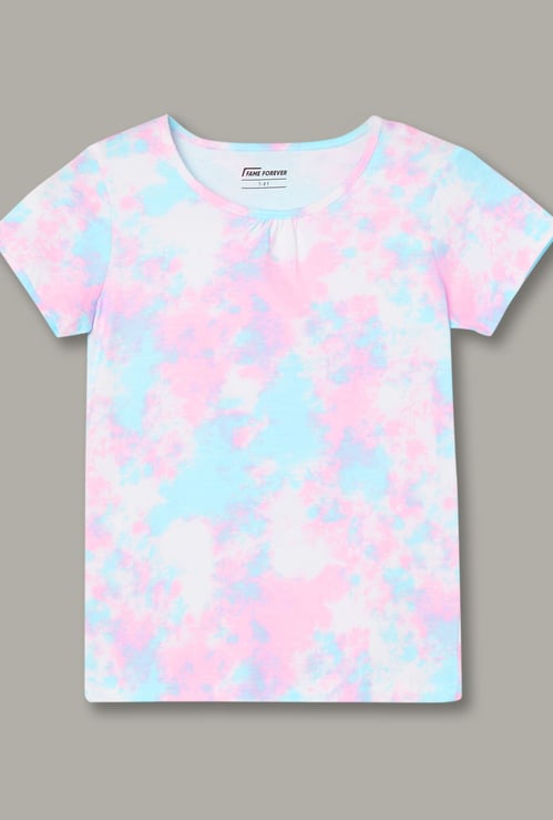 FAME FOREVER Girls Tie & Dye Print T-shirt