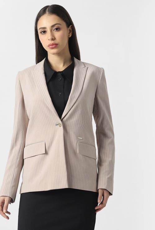 VAN HEUSEN Striped Single-Breasted Blazer
