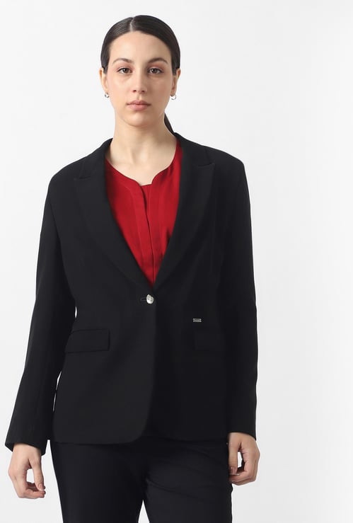 VAN HEUSEN Solid Single-Breasted Formal Blazer