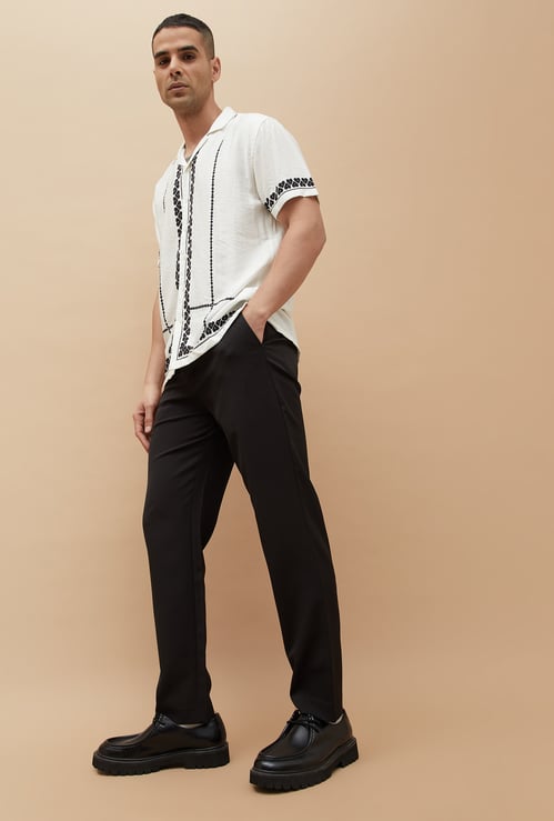 CODE Solid Regular Fit Trousers