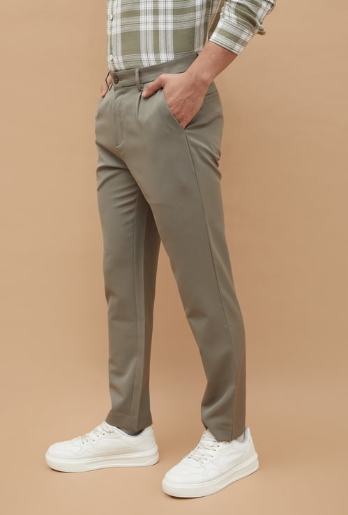 CODE Solid Regular Fit Trousers