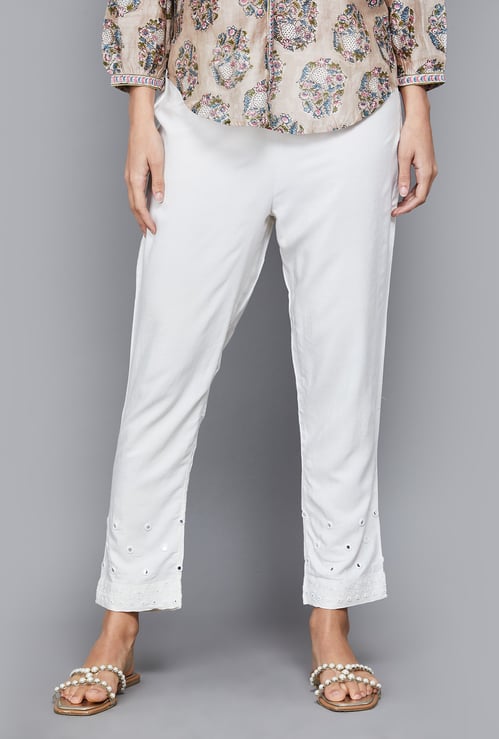 W Embroidered Straight Pants