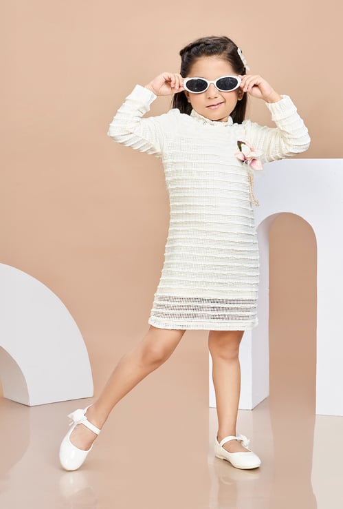 PEPPERMINT Girls Crochet Mini Dress