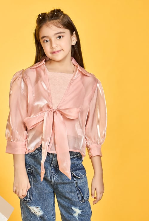 PEPPERMINT Girls Top with Sheer Jacket