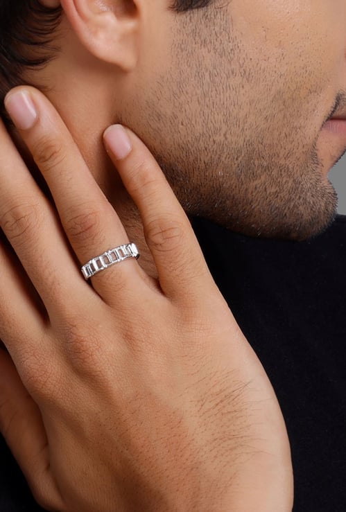 GIVA Sterling Silver Windowpane Finger Ring
