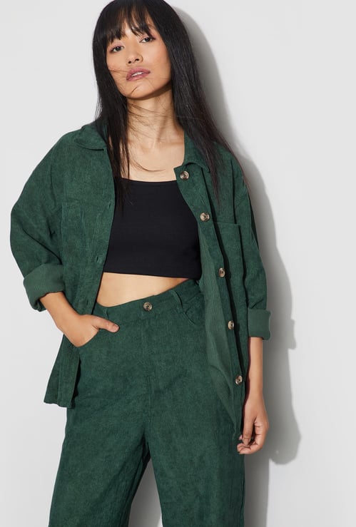 GINGER Corduroy Textured Boxy Fit Shirt
