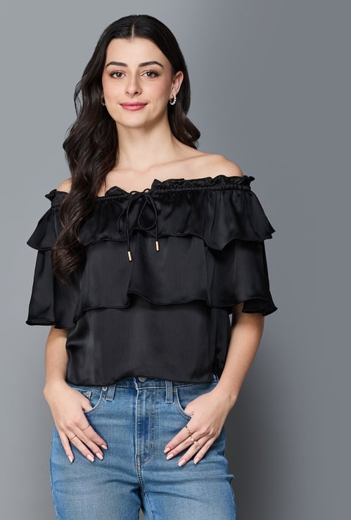 AND Off-Shoulder Layered Top