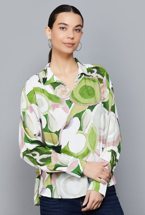AND Printed Collared Top