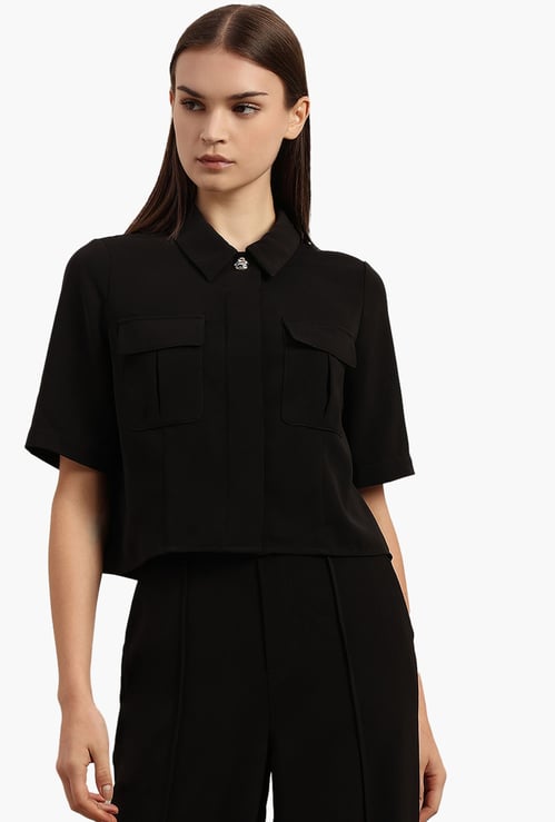 VERO MODA Solid Crop Shirt