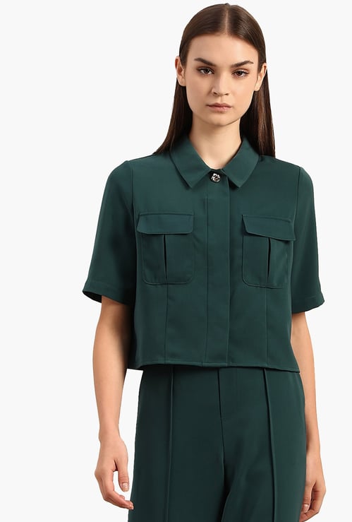 VERO MODA Solid Crop Shirt