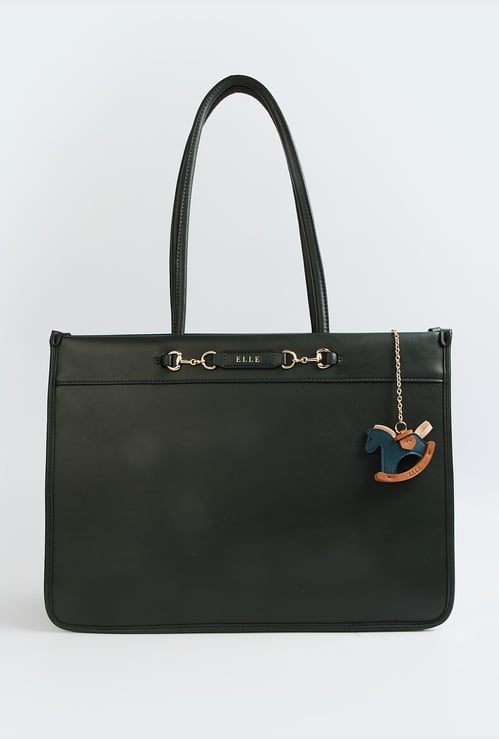 ELLE Solid Laptop Bag with Charm