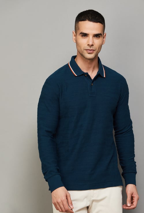 FAHRENHEIT Textured Slim Fit Polo T-shirt