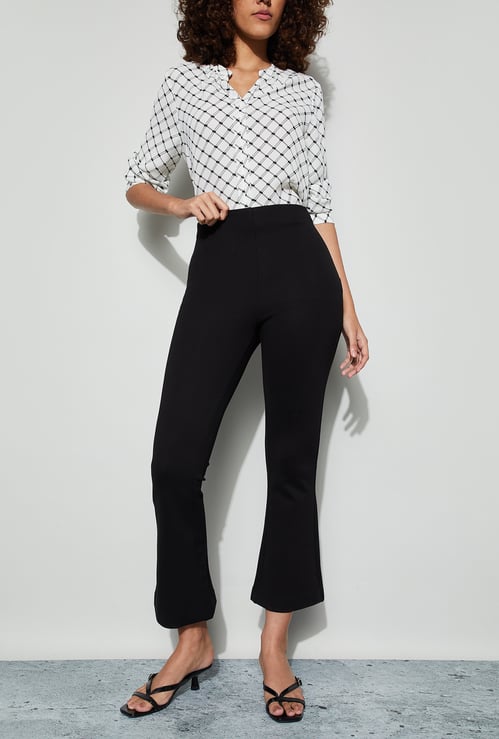 CODE Solid Flared Trousers
