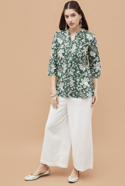 MELANGE Floral Print Straight Kurti