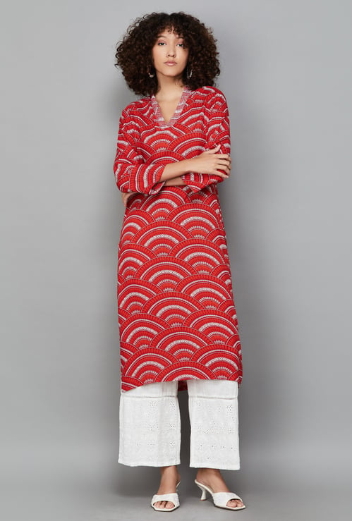 BIBA Ethnic Motif Print Straight Kurta