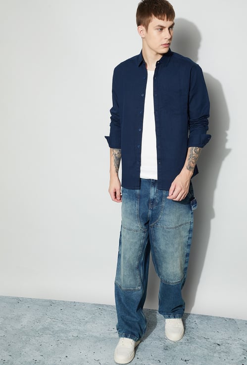 FAME FOREVER Solid Slim Fit Shirt