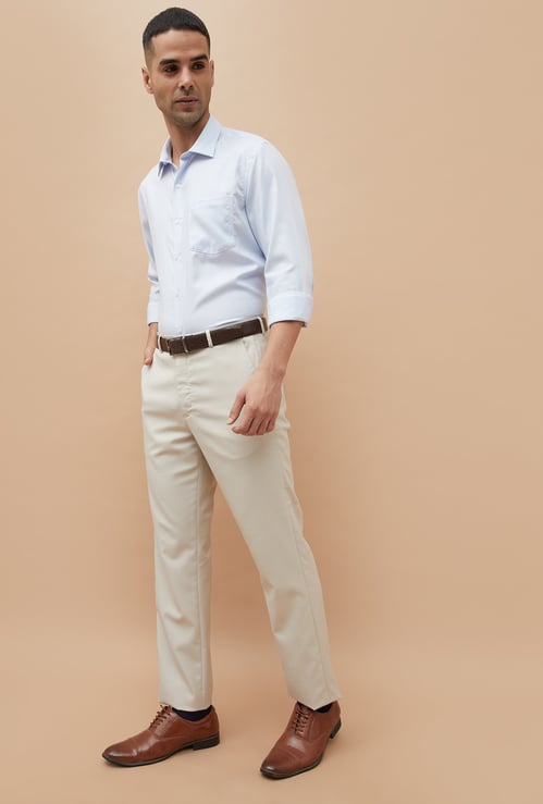 CODE Textured Slim Tapered Formal Trousers
