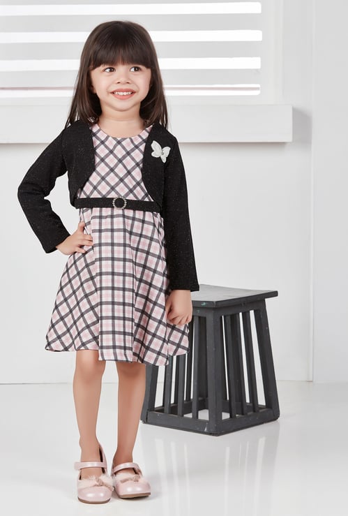 PEPPERMINT Girls Checked A-line Dress with Jacket
