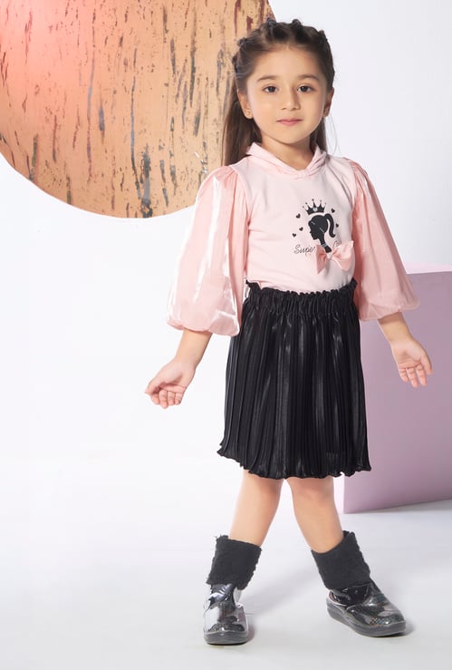 PEPPERMINT Girls Printed Top with Pleated Skirt