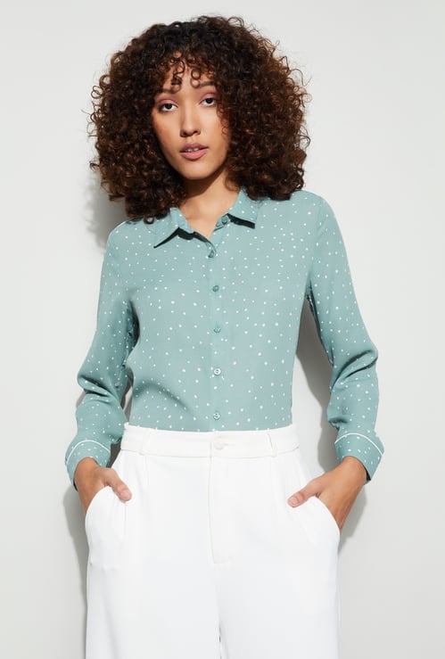 CODE CLASSIC Polka-Dot Print Shirt