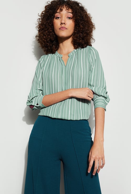 CODE CLASSIC Striped Band Collar Top