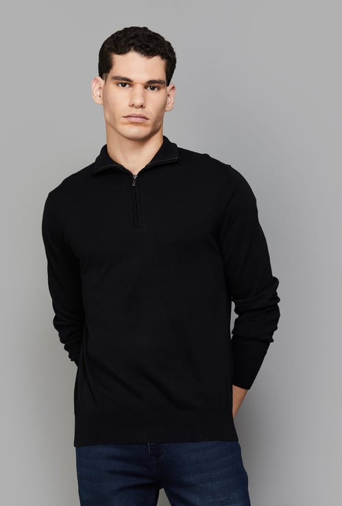CELIO Solid Mock Collar Sweater