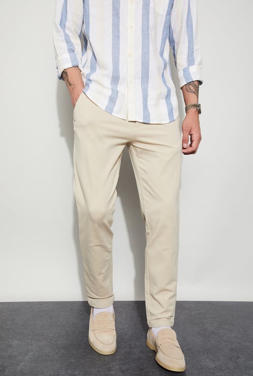 CODE Solid Slim Tapered Trousers