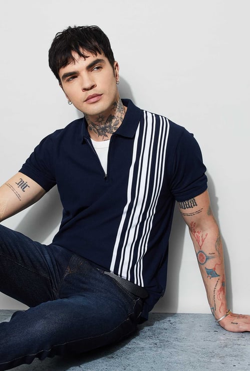 FAME FOREVER Striped Polo T-shirt